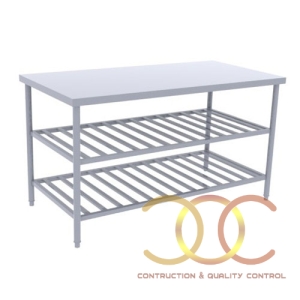 BÀN INOX 3 TẦNG CÓ KỆ SONG